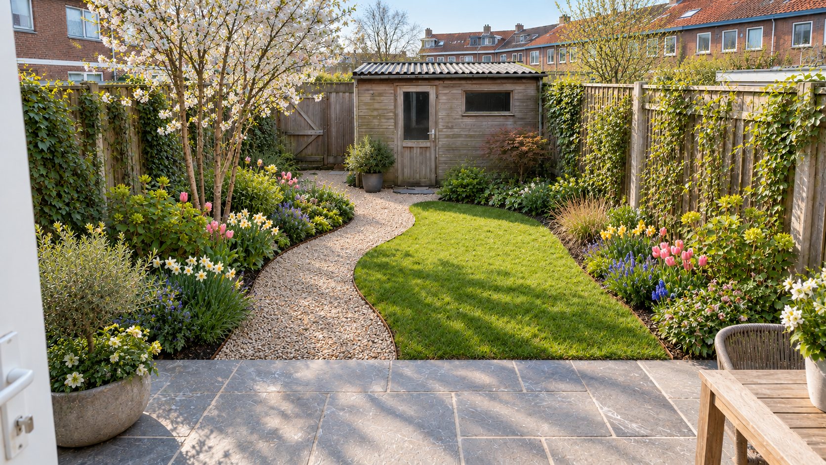 De tuin in de lente