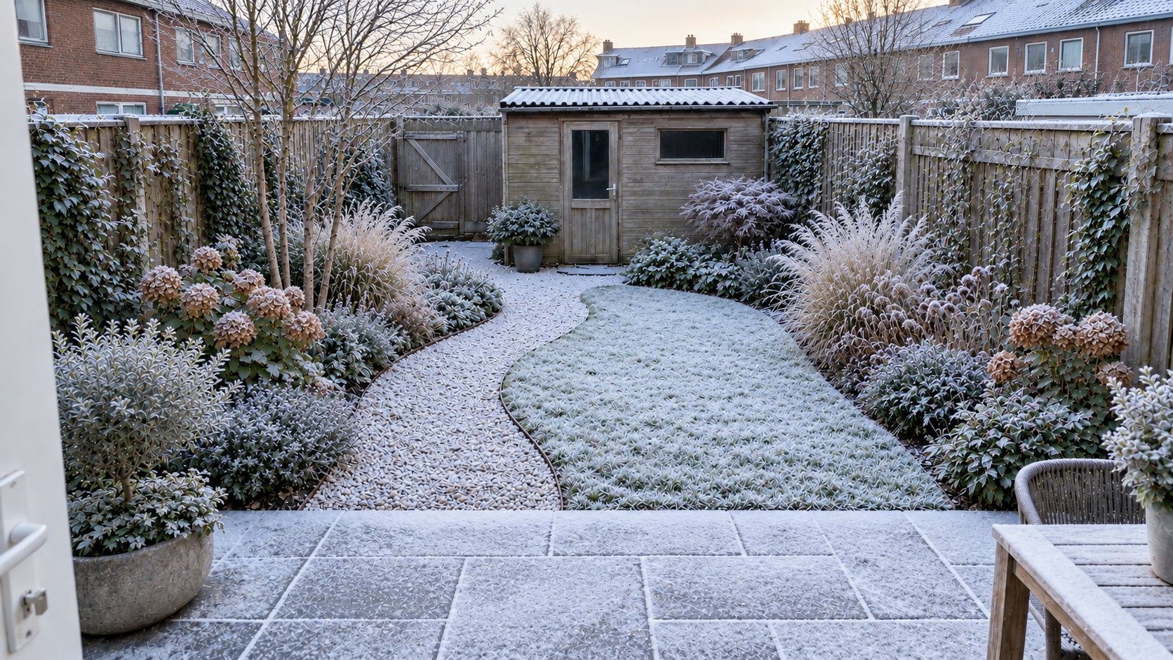De tuin in de winter